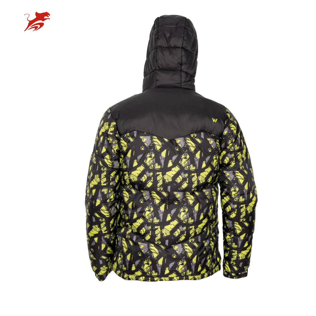 Asiapo China Factory Men′s Insulated Adjustable Hooded Digital Printing Zippered Sports Colorful Fashion Casual Outdoor Puffer Jackets