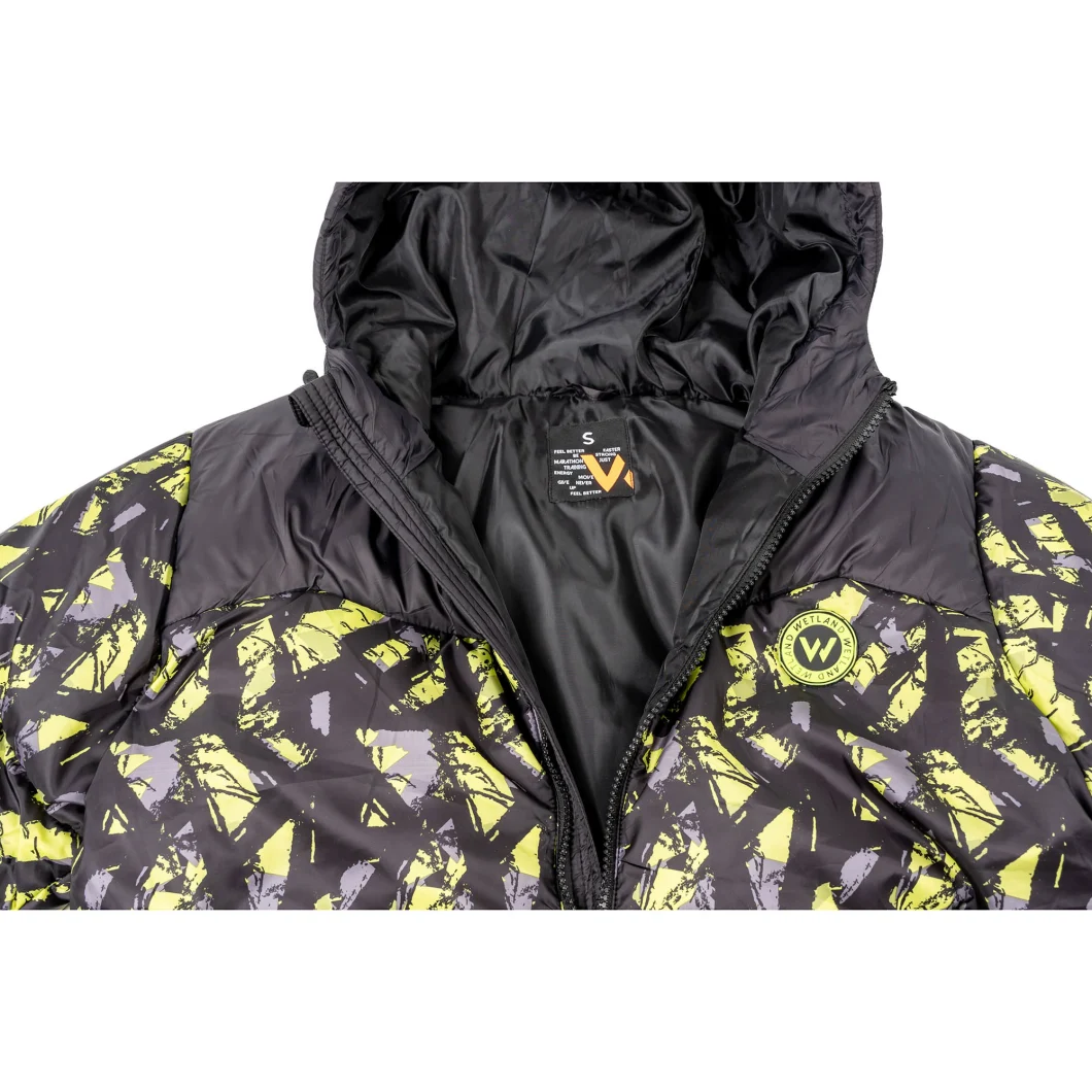 Asiapo China Factory Men′s Insulated Adjustable Hooded Digital Printing Zippered Sports Colorful Fashion Casual Outdoor Puffer Jackets