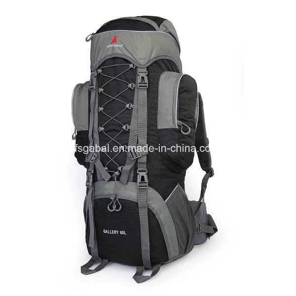 60L Waterproof Nylon Backpack Bag for Outdoor Hiking Mountaineering Sports