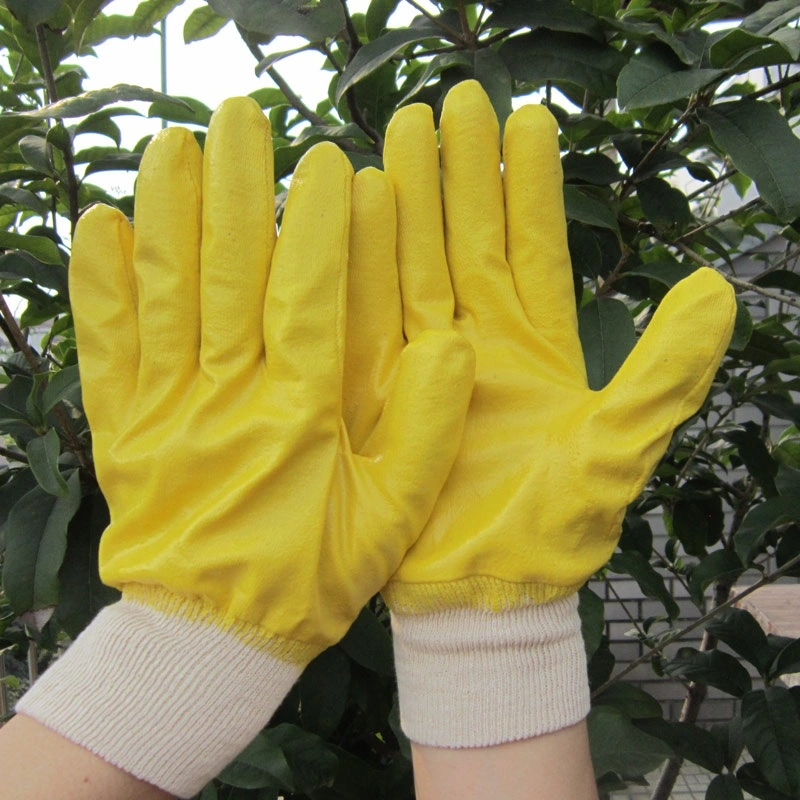 Fully Yellow Nitrile Coated Gloves Labor Hand Gardening Work Glove