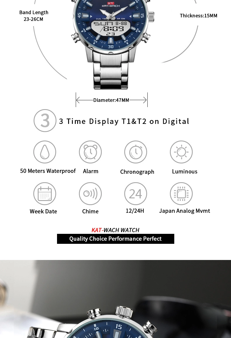 Wrist Men Watch Digital Watch Sport Watch for Gift Watch Leather Watch Quartz Watch Fashion Watch Stainless Steel Watch Analog Digital Watch